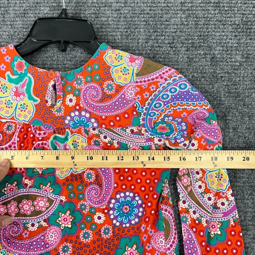 Hanna‎ Andersson Paisley Floral Long Sleeve Cotton Knit Dress 130 Girls